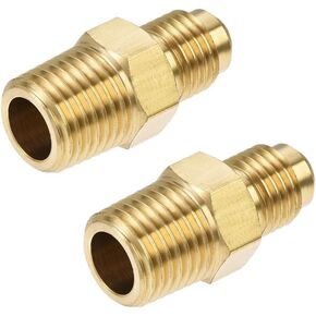 uxcell Brass Pipe fitting, 1/4 SAE Flare to 1/8NPT Male Thread, Tubing Adapter Hose Connector, for Air Conditioner Refrigeration