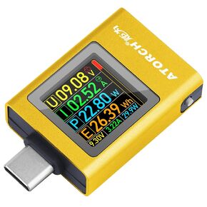 USB C Power Meter USB C Tester, USB Multimeter 4.5-50V 0-12A Two-Way Measurement Voltage Current Capacity Amp Volt Voltmeter Ammeter Detector Color Display Digital Tester for Chargers Power Bank Cable