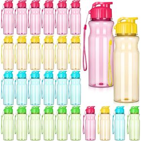 Maxcheck 30 Pieces Plastic Water Bottles for Adult Bulk 17 oz Water Bottle Bulk Reusable Leak Proof Portable Drink Bottles Sport Drink Bottles with Handle Strap for Gym Outdoor
