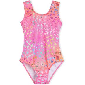 Domusgo Girls Gymnastics Leotards Sparkle Nenon Love Heart Sleeveless Tank Outfits