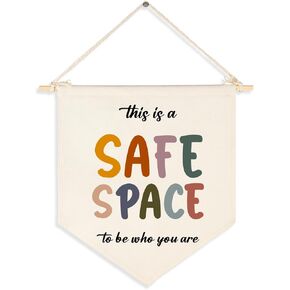Classroom Rainbow Canvas Hanging Pennant Flag Banner Wall Sign Decorations for Friends/Family/Child/Nursery/Teachers-Suitable for Classroom/Office/Bedroom/Nursery Room/Psychotherapy Room Decor