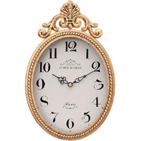 Abdurey Small French Retro Decorative Wall Clock, Ivory White Vintage Oval Style,Silent Battery Operated Boho Decor Wall Clocks for Farmhouse,Kitchen,Bedroom,Bathroom(10.4" H x 6.7" W)