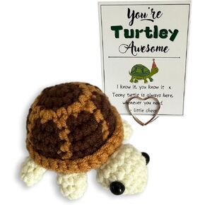Fun Positively Woven Turtle Dolls, Handcrafted Emotional Support Crochet Animal Gift Car Decorations, Positive Affirmation Cards with Brackets for Inspiring Novelty Gifts (Green Turtle) in Saudi Arabia