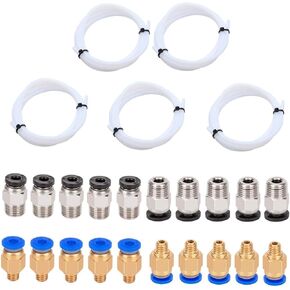 5 أنابيب تيفلون بيضاء (1 متر)، مع 10 PC4-M6Quick Fitting، 10 موصلات هوائية PC4-M10، للتوصيل بخيط 1.75 مم للطابعة ثلاثية الأبعاد in Kuwait