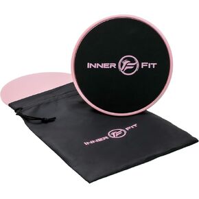 مزلقات InnerFit الأساسية للتمرين - مجموعة من 2 أقراص لياقة بدنية مزدوجة الجوانب - شرائح قوية متينة مناسبة للسجاد والأرضيات الصلبة