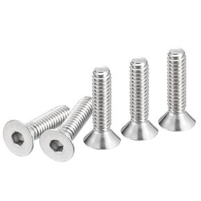 1/4-20 x 1" Flat Head Socket Cap Screws, 25 Pack 304 Stainless Steel Hex Socket Flat Head Screws, Full Thread, Countersunk Bolts