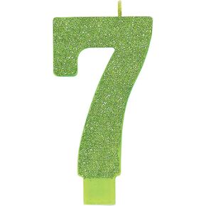 Amscan Glitter Kiwi Number 7 Candle - 5 1/4", 1 Pc