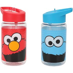 Bioworld Sesame Street Elmo & Cookie Monster 2-Pack 14 Oz Plastic Water Bottles