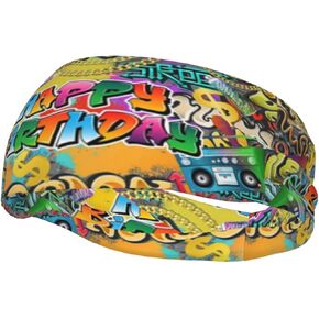 Happy Birthday Headbands for Men Women Birthday Sweatbands Sports Headband Outdoor Workout Yoga, Gym, Running