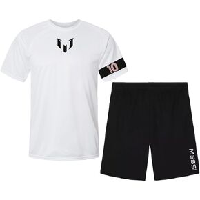 Messi 10 Collection Little Kids/Boys Size 4-7 Logo 2-Piece Performance Soccer Jersey Shirt & Short Set