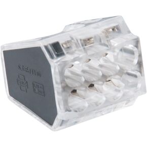 Gardner Bender 10-PC8 PushGard 8-Port Push-In Electrical Wire Connectors, 22-12 AWG Solid, Black