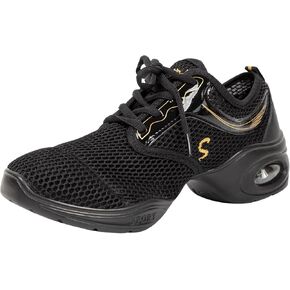 Linodes Women's Breathable Mesh Upper Jazz Dance Sneaker with Split Sole and Air Cushion Dance Multifunctional Walking Shoes Anti-Slip