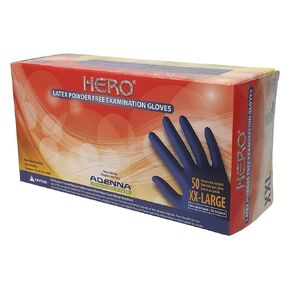 Adenna HER008 Hero 14 mil Powder-Free Latex Exam Gloves, X-Large, Box of 50