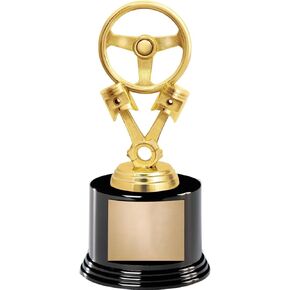 7" Auto Wheel Award On Round Trophy Base
