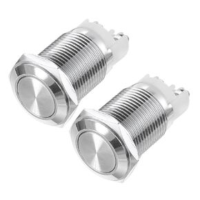 مفتاح زر ضغط معدني من uxcell مقاس 19 ملم، قطر تركيب 1NO ضوء LED أزرق، رأس مسطح، قطعتان