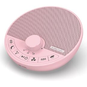 Portable White Noise Sound Machine with 18 Sleep Sounds, Battery Powered Bluetooth Function Knob Volume Control Sleep Timer, Travel White Noise Machine for Sleeping Adults Baby(Pink)