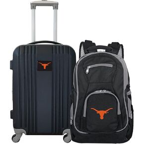 Denco University of Texas Longhorns 2-Piece Luggage Set, Includes 21-inch Two-Tone Hardcase Spinner and 19" Laptop Backpack