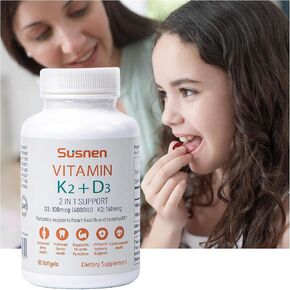 2 Pack Vitamin K2+D3 Softgels Vitamin D3 4000IU K2 150mcg Dietary Supplement 2 in 1 D K Complex Micro Ingredients(90 Softgels) Mother Dad Day Grandma Birthday Wife Husband Aunt 40th 50th 60th Gifts