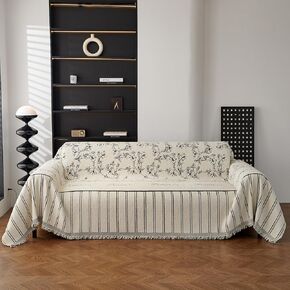 Chenille Couch Cover Black Sofa Cover for Dog, Non-Slip Sofa Covers for 3 Cushion Couch Cover Sectional Sofa Cover Washable Couch Protector Furniture Cover (Black, 71 * 118 inch)