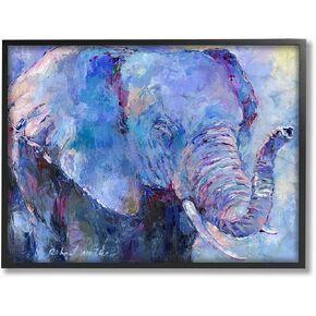 The Stupell Home Décor Collection Brightly Blue and Purple Painted Elephant Portrait Stretched Canvas Wall Art, 16 x 20, Multi-Color