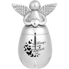 Small Keepsake Urns for Human Ashes Mini Cremation Urns for Ashes Stainless Steel Angel Memorial Ash Jar -Your Wings were Ready, But My Heart was Not (Silver) in Kuwait