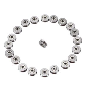 V Groove Bearing, Pack of 20 V623ZZ V Groove Pulley Rail Wheel Ball Bearings, Double Shielded Carbon Steel V Groove Ball Bearing Pulley for Rail Track Linear Motion System, 3x12x4mm