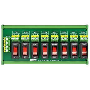 Rocker Switch Thermal Circuit Breaker Overload Protector 8 Channel Power Distribution Module DIN Rail Mount