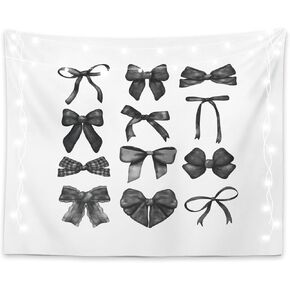 LiTiu Black Bow Preppy Room Decor Tapestry, Trendy Coquette Wall Decor Wall Hanging for Girls Bedroom Dorm, 50x60 in(Unframed)