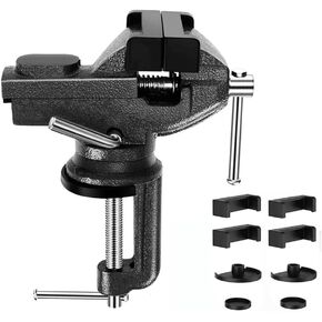 Table Vise, 3.3 Inch Universal Rotate 360° Work Clamp-On Vise,Table Vice With Quick Adjustment Button for Woodworking,Drilling,Sawing,Metal Working