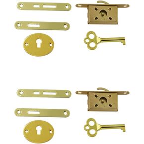 2 Pack Wood Box Locks, Vintage Case Locks Metal Latch Small Locks Antique Jewelry Box Locks Woodworking DIY Hardware (Gold)