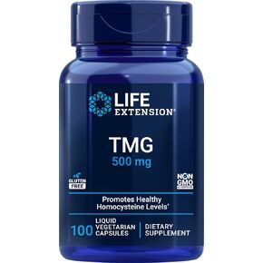 Life Extension TMG 500mg, 100 Liquid Veg Caps - Trimethylglycine (Glycine Betaine) Supplement - Gluten Free, Non-GMO, Vegetarian