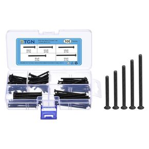 100Pcs M3 x 30mm /35mm /40mm /45mm /50mm Flat Head Hex Socket Cap Screws Bolts Kit, Carbon Steel Black Oxide, Full Thread, Countersunk Bolts