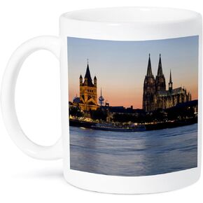 كوب 3dRose _81778_1 "Cologne Skyline، Rhine، Gross St Marin، Dom، Germany - EU10 DBN0038 - David Barnes" كوب سيراميك، 11 أونصة، متعدد الألوان