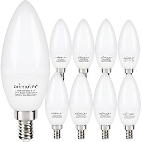 comzler 6W Candelabra LED Bulb, Small Base E12 LED Bulb 60 Watts Equivalent,Chandelier Light Bulbs Type B Light Bulb Daylight 5000K, Pack of 6, Non-Dimmable
