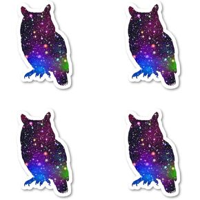 Owl Sticker Bright Galaxy Stickers - 3 Pack - Set of 2.5, 3 and 4 Inch Vinyl Laptop Stickers - for Laptop, Phone, Water Bottle, Car & More Decal (3 Pack) S81876-3Pack