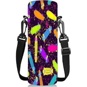 Water Bottle Sling Case Bag Carrier Holder - 500ML 750ML 1000ML Neoprene Water Bottle Sleeve Cooler Cover Pouch with Adjustable Shoulder Strap for Men Women Travel Camping Walking Hiking Running