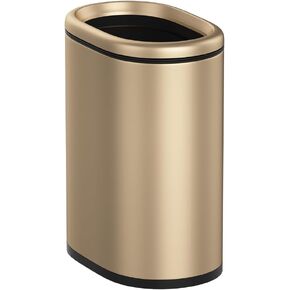 سلة مهملات الحمام المعدنية 9L/2.4GAL، سلة مهملات مزدوجة بيضاوية مفتوحة، سلة قمامة ضيقة للحمام، غرفة النوم، الفندق، المكتب، RV (فضي) in Kuwait