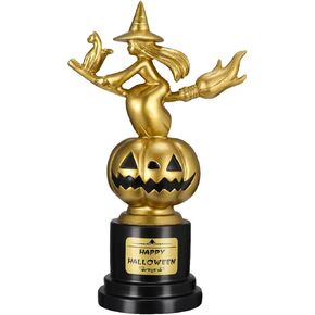 NUOBESTY Witch Pumpkin Trophy Happy Halloween Trophy Golden Trophy Best Costume Award Cosplay Party Awards Winner Trophy in Saudi Arabia