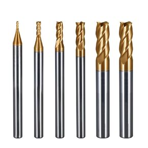 6Pcs Carbide Ball Nose End Mills Set R Angle 2 Flute Tungsten Steel Spiral Milling Cutter CNC Router Bits Tool HRC60