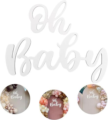 Oh Baby Sign - Wooden Baby Shower Sign with Gold Painted Perfect Baby Banner for Gender Reveal Backdrop Party Decor Stylish Photo Backdrop for Baby Boys and Baby Girls(Gold in Saudi Arabia