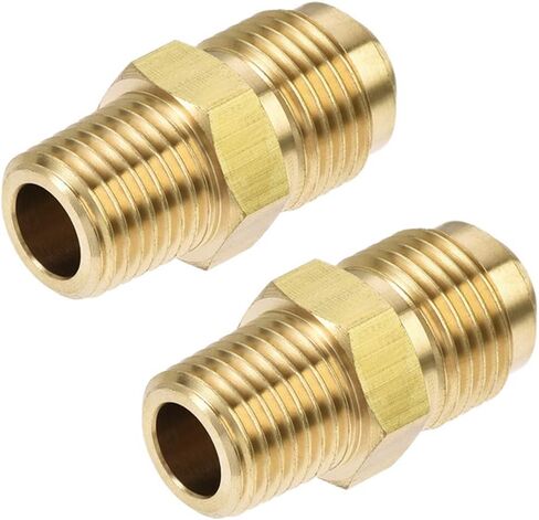 uxcell Brass Pipe fitting, 1/4 SAE Flare to 1/8NPT Male Thread, Tubing Adapter Hose Connector, for Air Conditioner Refrigeration in Saudi Arabia