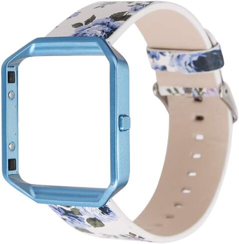 حزام نسائي على شكل زهرة لسوار Fitbit Blaze، سوار معصم بديل من الجلد الناعم الأصلي بإطار معدني لساعة اللياقة الذكية Fitbit Blaze in Saudi Arabia