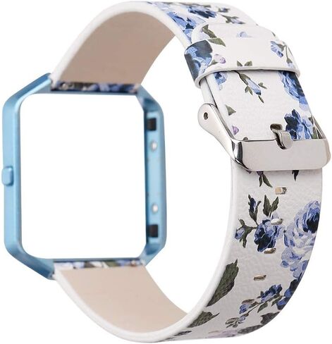 حزام نسائي على شكل زهرة لسوار Fitbit Blaze، سوار معصم بديل من الجلد الناعم الأصلي بإطار معدني لساعة اللياقة الذكية Fitbit Blaze in Saudi Arabia