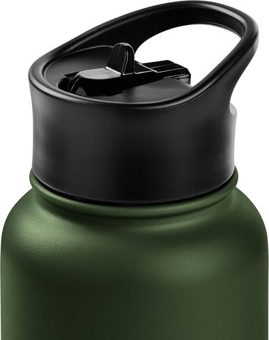 Retrospec Alder Insulated Water Bottle with Straw Lid & Handle Cap - Stainless Steel Wide Mouth Double-Wall Vacuum Insulated Thermos - BPA Free Leakproof Canteen in Kuwait