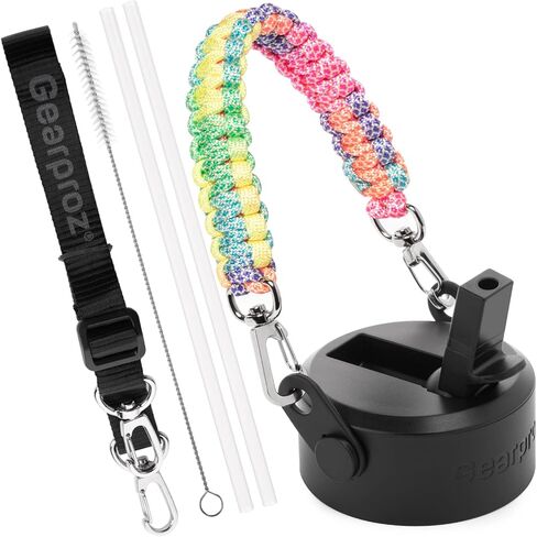 Handle Compatible with Hydro Flask, Takeya, Thermoflask Bottle, includes Wide Mouth Straw Lid, Paracord Strap and Shoulder Strap (6 pieces total) in Saudi Arabia