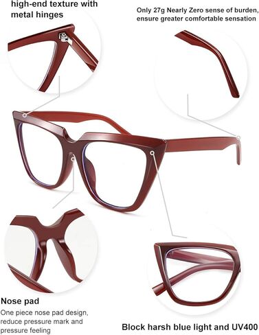 FEISEDY 2 PACK CHIC Cateye Blue Light Blocking Eyewear with Clear Lenses Large Frame Women B2619-F2 in Saudi Arabia