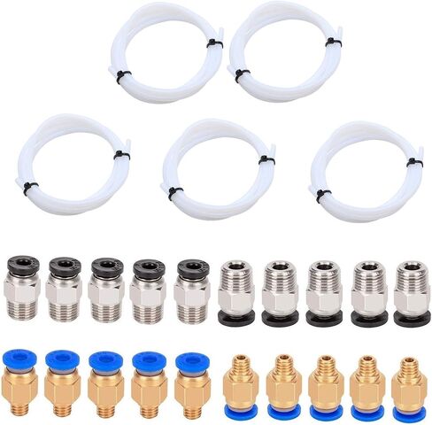 5 أنابيب تيفلون بيضاء (1 متر)، مع 10 PC4-M6Quick Fitting، 10 موصلات هوائية PC4-M10، للتوصيل بخيط 1.75 مم للطابعة ثلاثية الأبعاد in Saudi Arabia