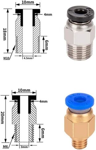 5 أنابيب تيفلون بيضاء (1 متر)، مع 10 PC4-M6Quick Fitting، 10 موصلات هوائية PC4-M10، للتوصيل بخيط 1.75 مم للطابعة ثلاثية الأبعاد in Saudi Arabia