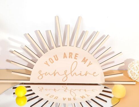 ديكور الحضانة تحت عنوان الشمس - علامة You Are My Sunshine، لوحة فنية جدارية على شكل نصف شمس، ديكورات منزلية خشبية بأشعة الشمس البوهيمية، You Are My Sunshine Christmas Photo Props in Kuwait