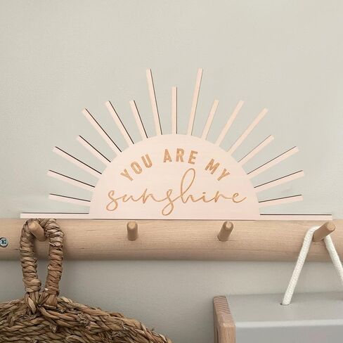 ديكور الحضانة تحت عنوان الشمس - علامة You Are My Sunshine، لوحة فنية جدارية على شكل نصف شمس، ديكورات منزلية خشبية بأشعة الشمس البوهيمية، You Are My Sunshine Christmas Photo Props in Kuwait